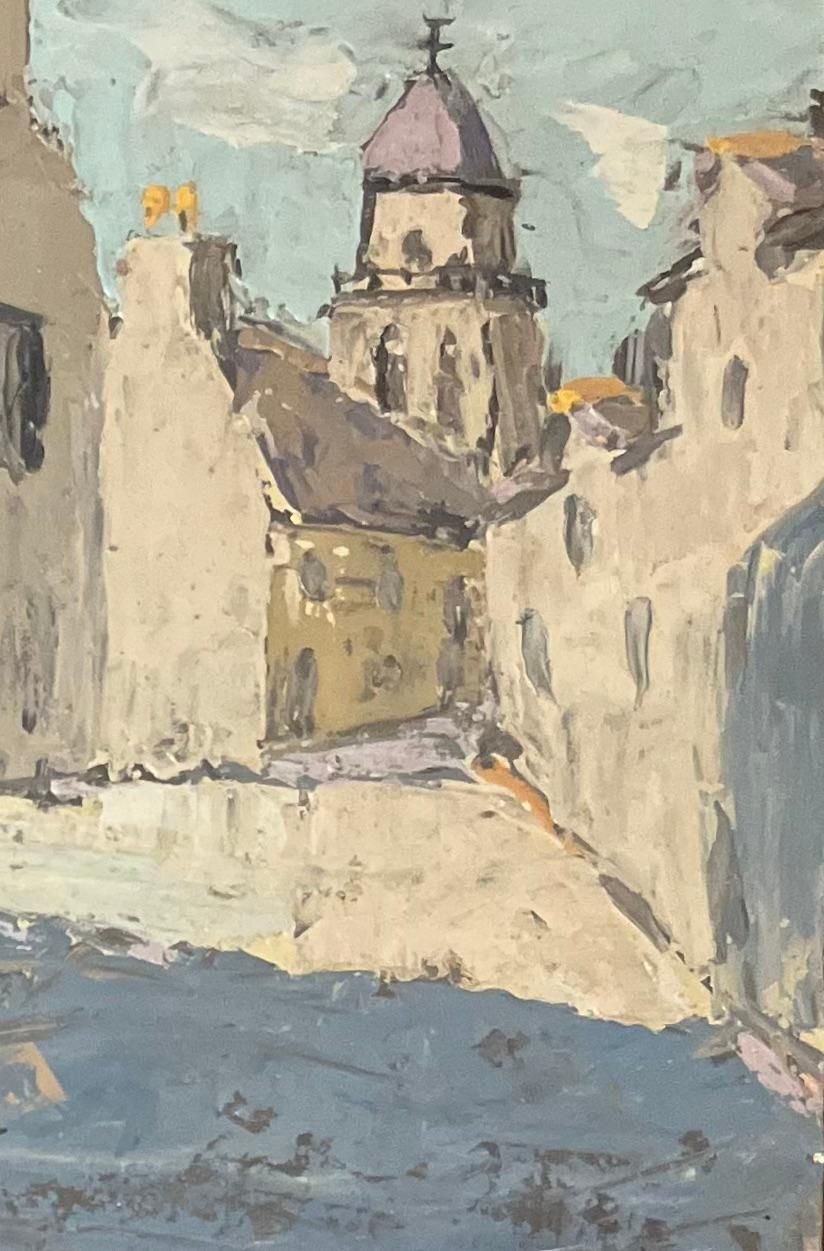 Fanch Lelfrench Impressionist Oil Painting Of Serene Street Scene In St. Suliac1997 photo furniture