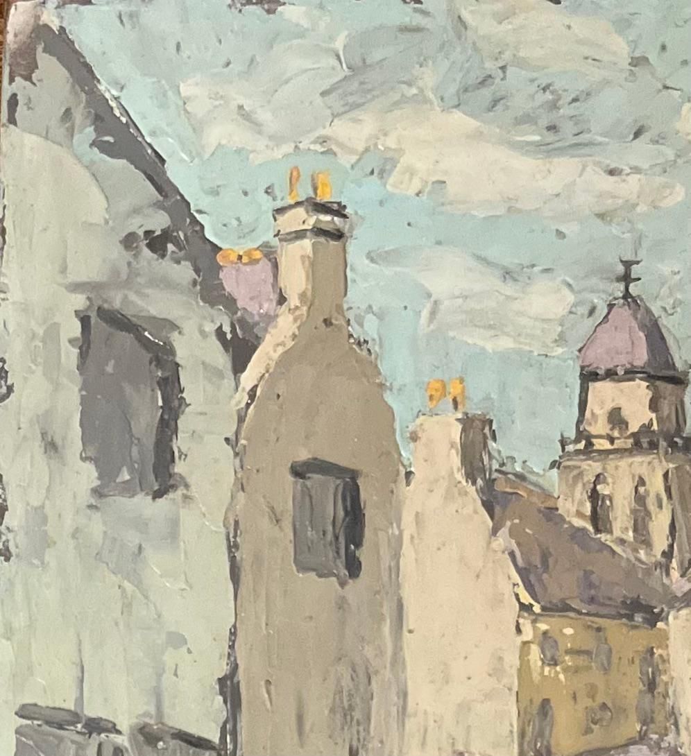 Fanch Lelfrench Impressionist Oil Painting Of Serene Street Scene In St. Suliac1997 photo vinterior