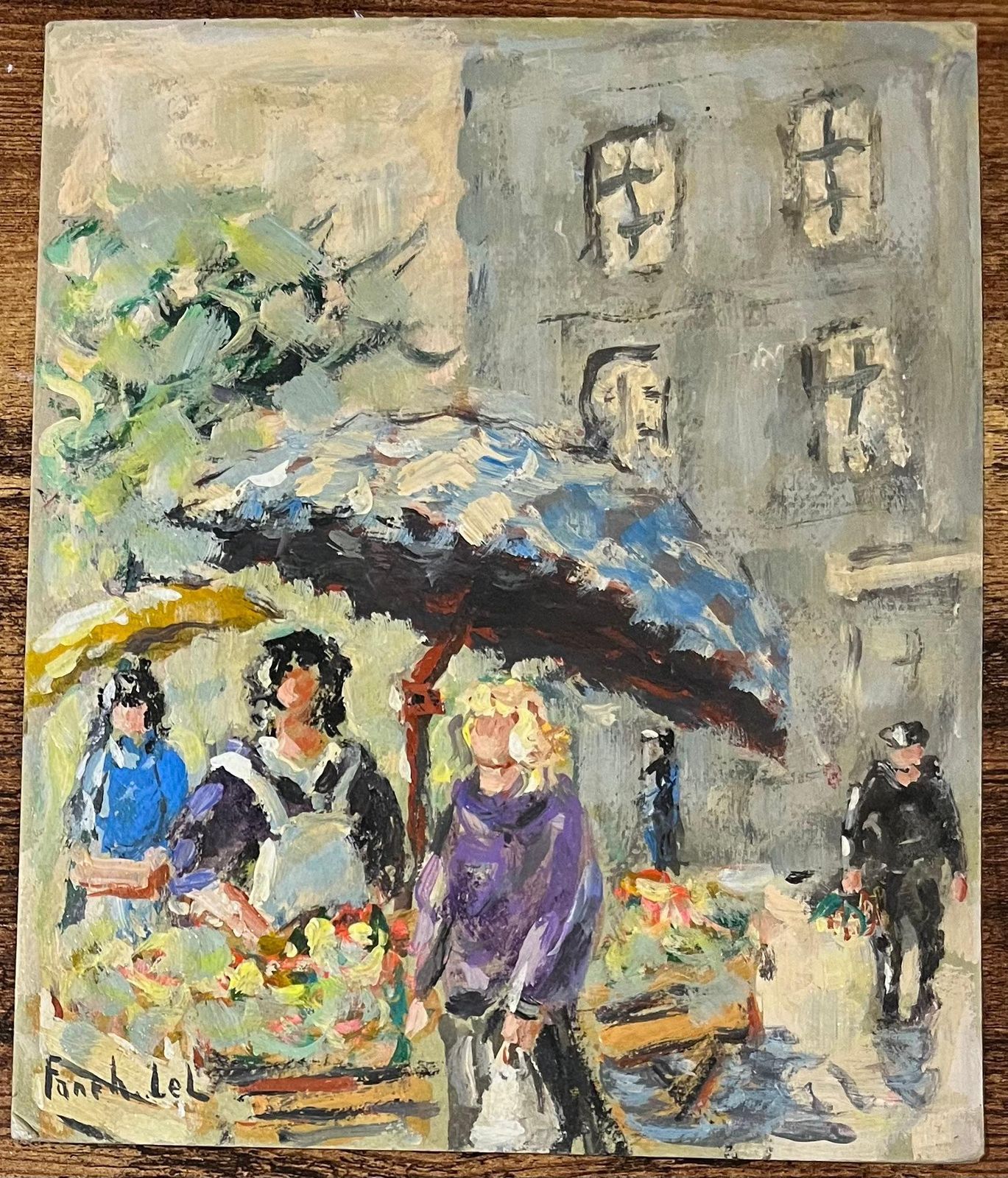 Fanch Lelfrench Impressionist Oil Painting Of Le Marché Scene With Figures2003 photo furniture