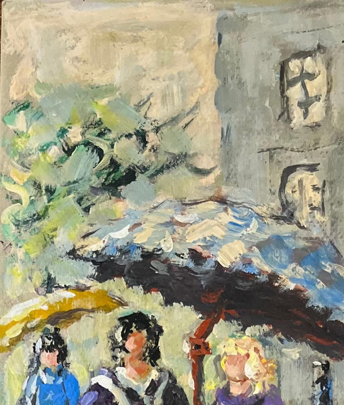 Fanch Lelfrench Impressionist Oil Painting Of Le Marché Scene With Figures2003 photo for sale