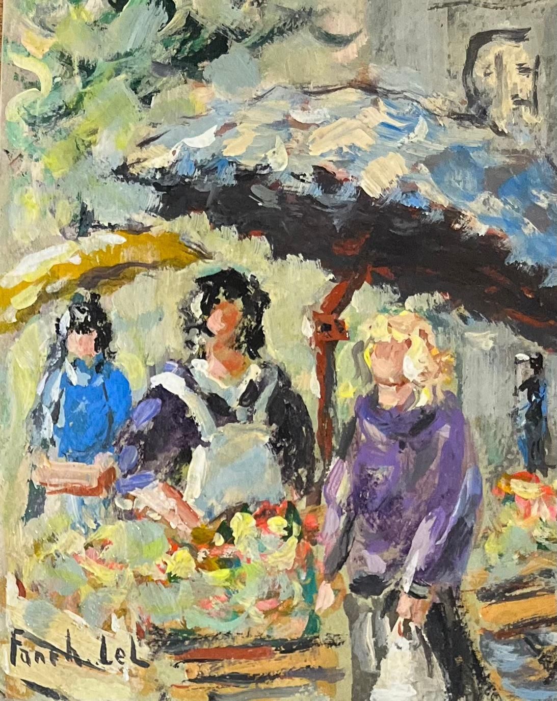 Fanch Lelfrench Impressionist Oil Painting Of Le Marché Scene With Figures2003 photo Art