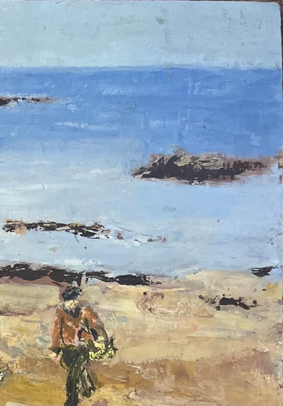 Fanch Lelfrench Impressionist Oil Painting Of Shellfish Gatherers By The Shoreline20th Century photo 470.0