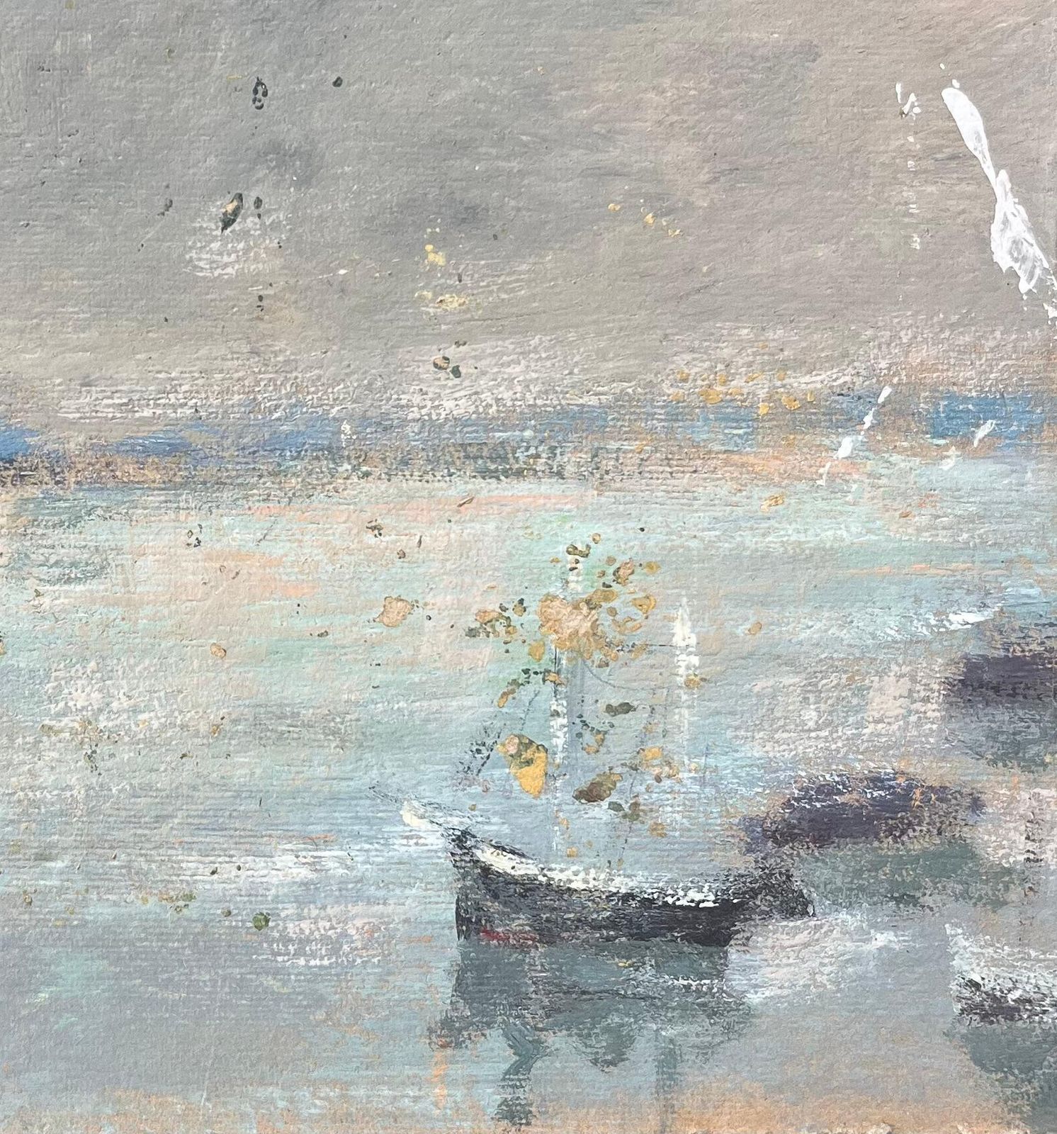 Fanch Lelfrench Impressionist Oil Painting Of Small Boats Anchored By The Shore20th Century photo Art