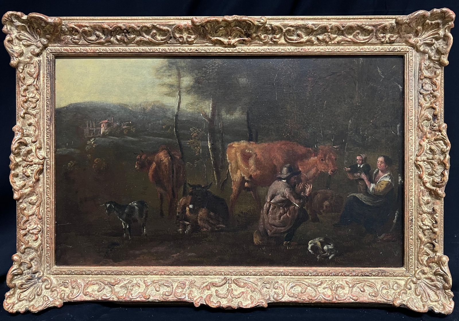 Dutch Old Master17th Century Dutch Pastoral Scene Figures Cattle Goats In A Bucolic Landscape17th Century