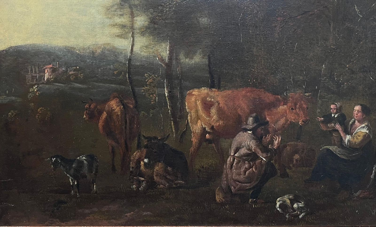Dutch Old Master17th Century Dutch Pastoral Scene Figures Cattle Goats In A Bucolic Landscape17th Century photo for sale