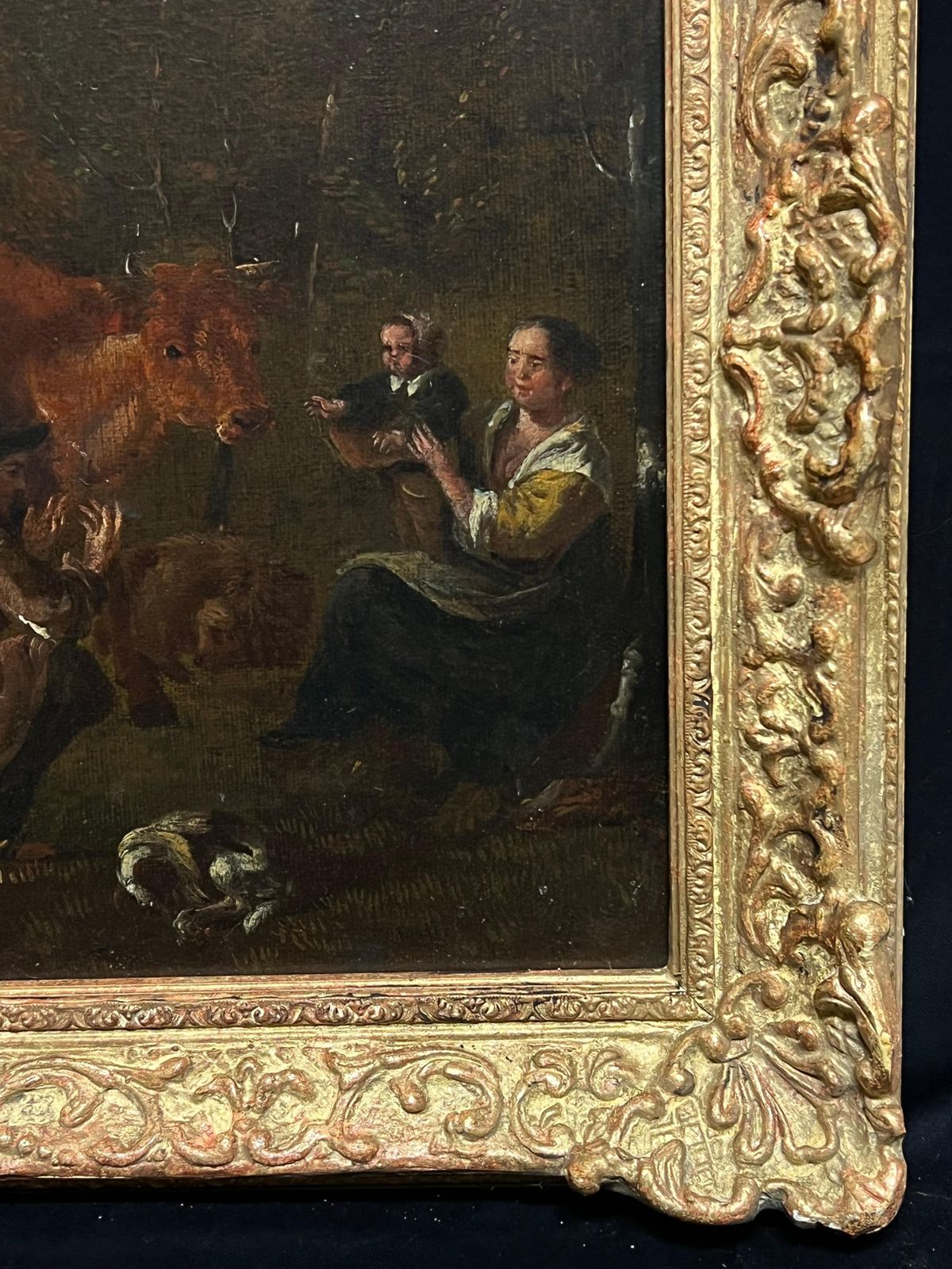 Dutch Old Master17th Century Dutch Pastoral Scene Figures Cattle Goats In A Bucolic Landscape17th Century photo vintage