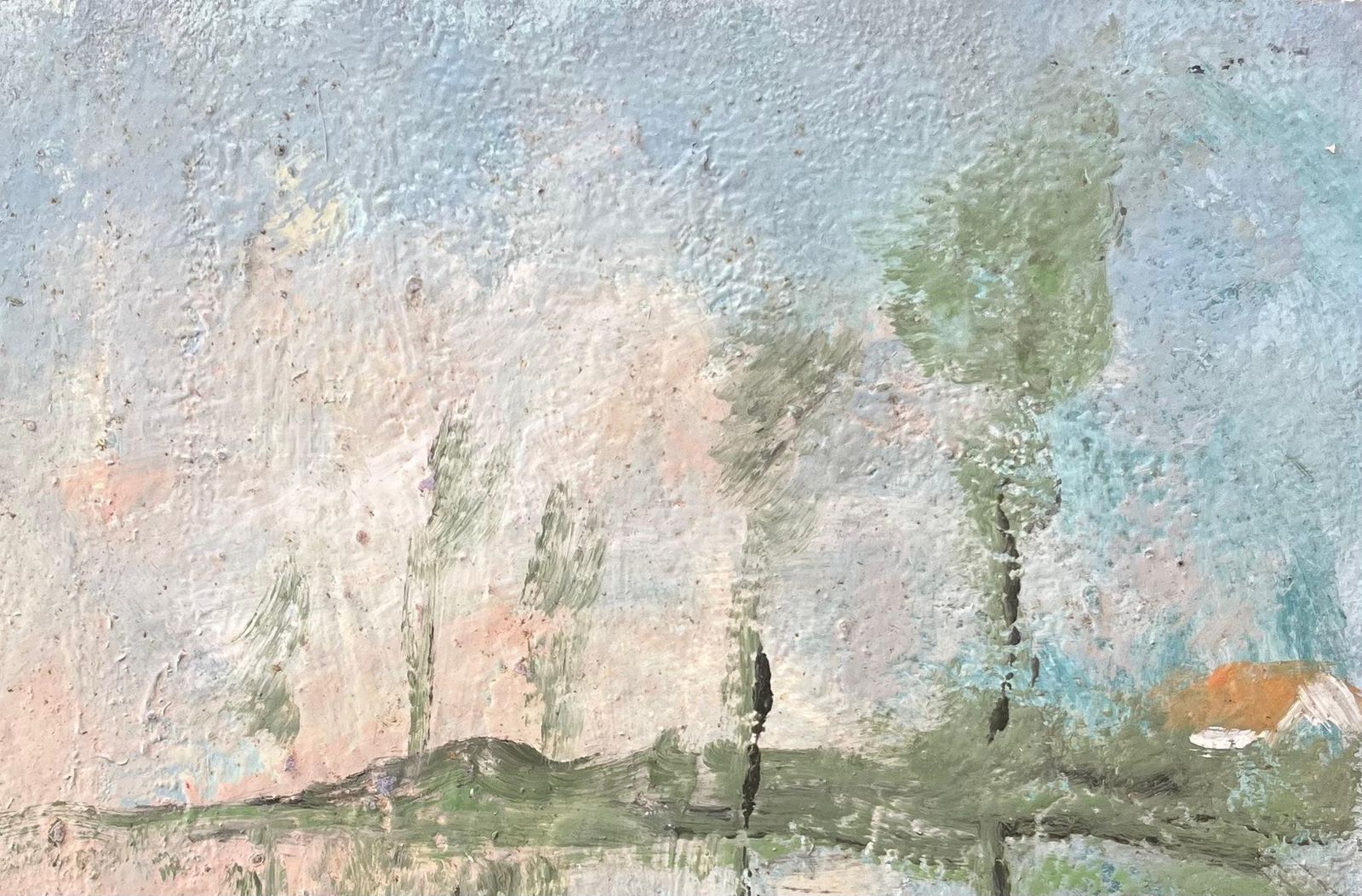 Fanch Lelfrench Impressionist Oil Painting Of Reflections Of A Cottage On A Misty Lake20th Century photo 550.0