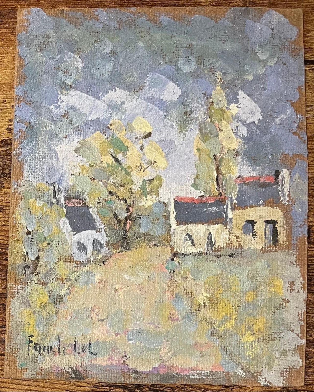 Fanch Lelfrench Impressionist Oil Painting Of Village In Breton Countryside20th Century photo furniture