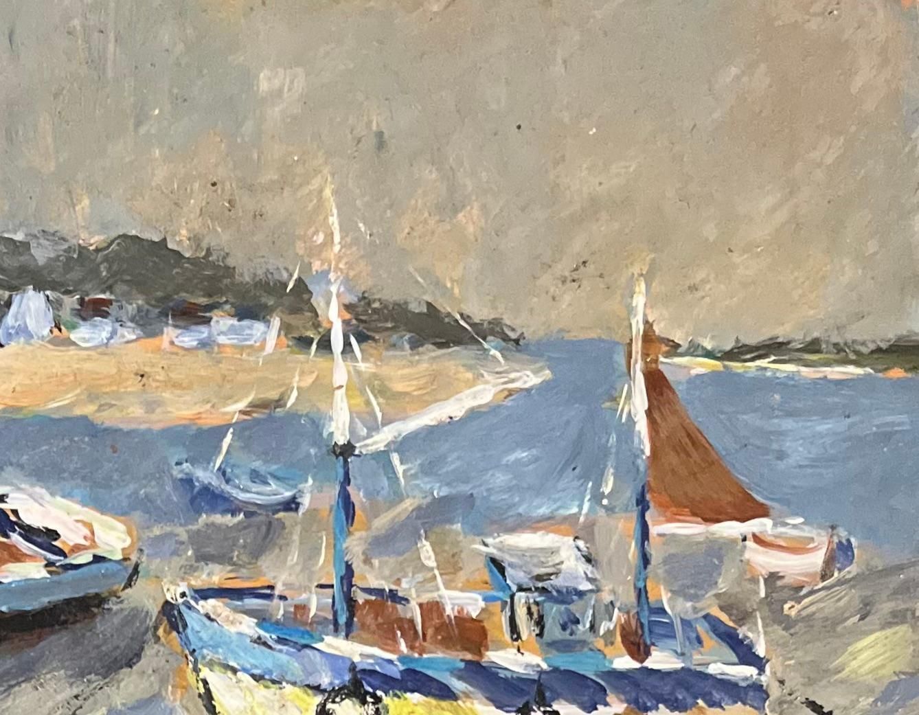Fanch Lelfrench Impressionist Oil Painting Of Boats At Le Guido2003 photo vinterior