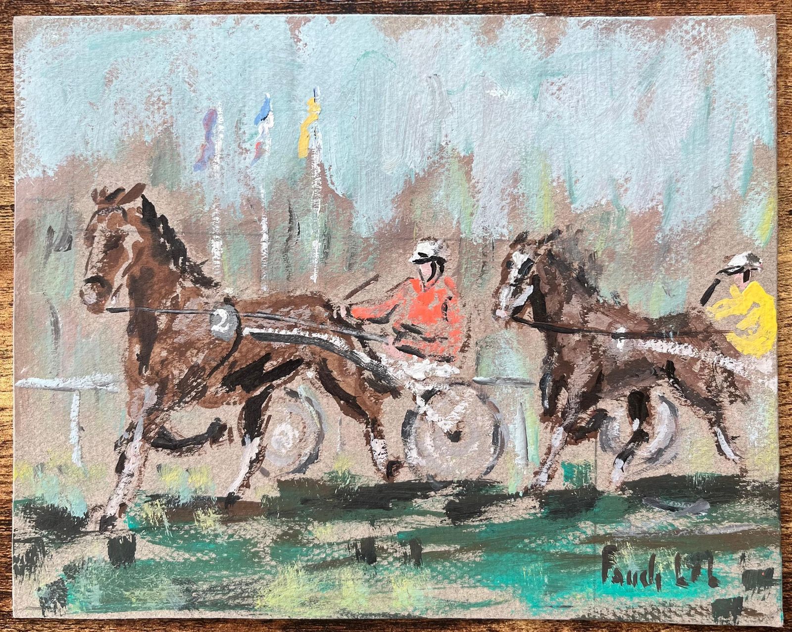 Fanch Lelfrench Impressionist Oil Painting Of Horse Racing At Courses De Marville2007 photo furniture