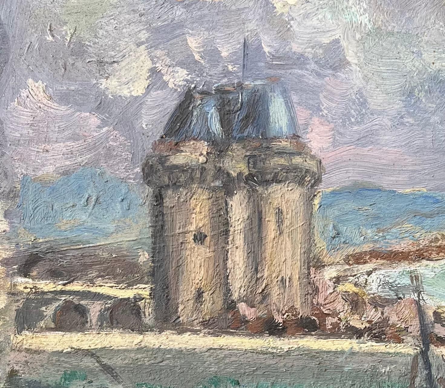 Fanch Lelfrench Impressionist Oil Painting Of View Of The Vauban Tower, Camaret Sur Mer20th Century photo for sale