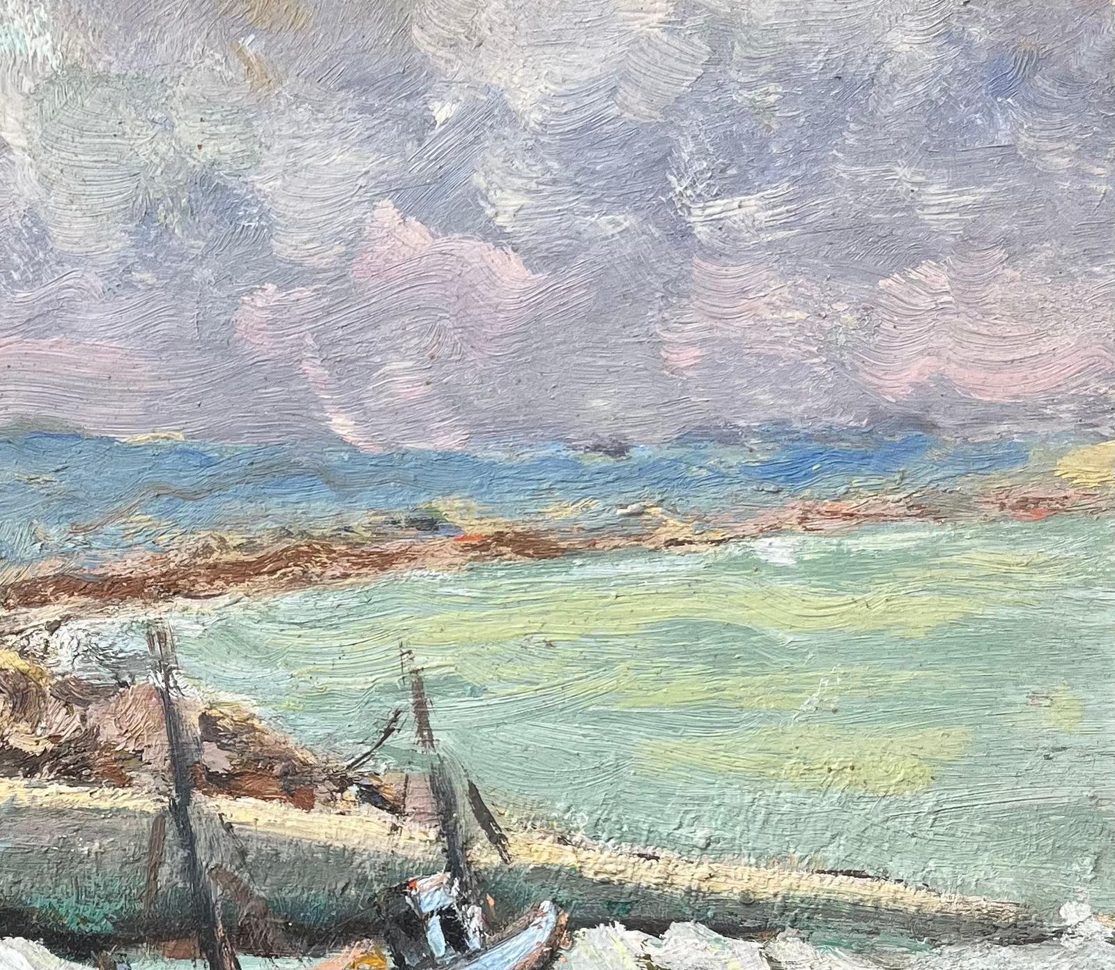Fanch Lelfrench Impressionist Oil Painting Of View Of The Vauban Tower, Camaret Sur Mer20th Century photo 556.0