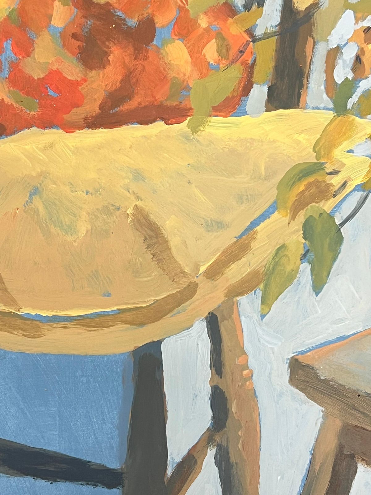 Guy Nicodstill Life With Autumn Leaves Chair And Decorative Pot French Oil1952 photo vinterior
