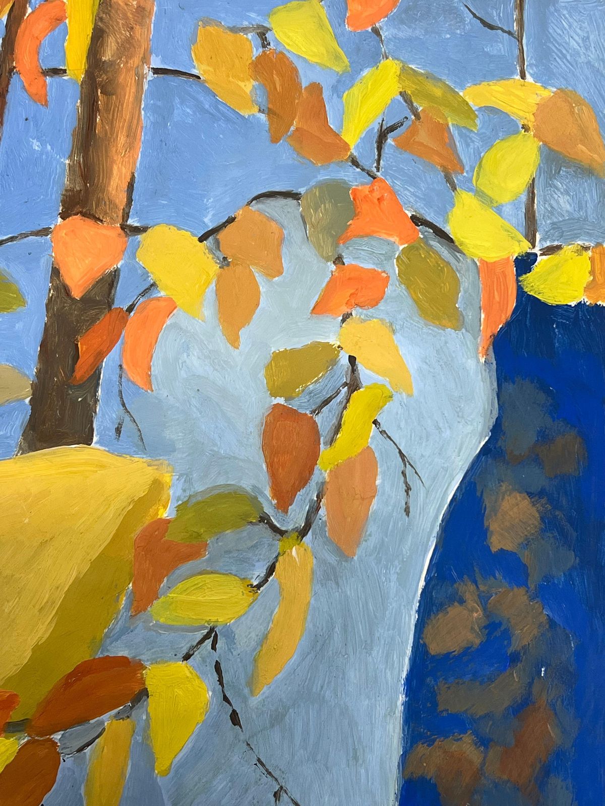 Jill Jacksonautumn Leaves In Conversation: A Study Of Vibrant Foliage British Oil Painting photo for sale