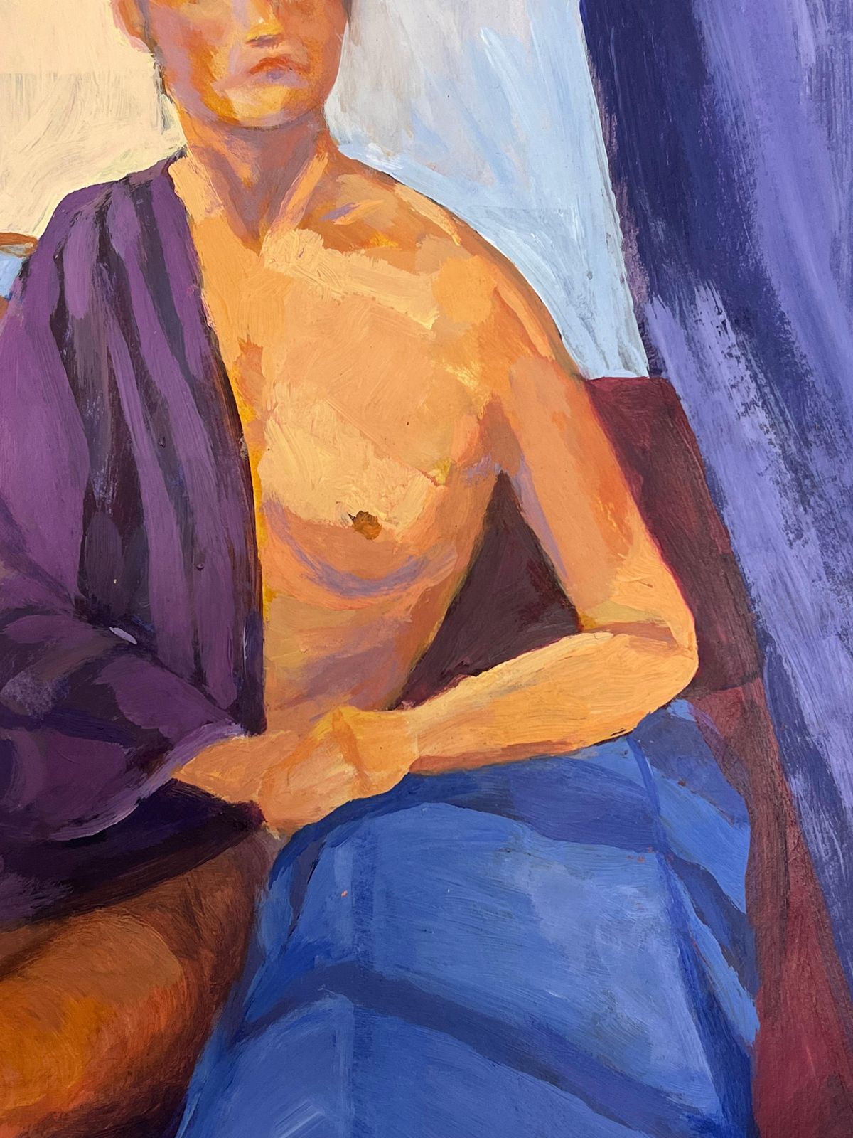 Helen Greenfieldnude Lady In Purple A Study Of Light And Form French Oil Painting photo Art