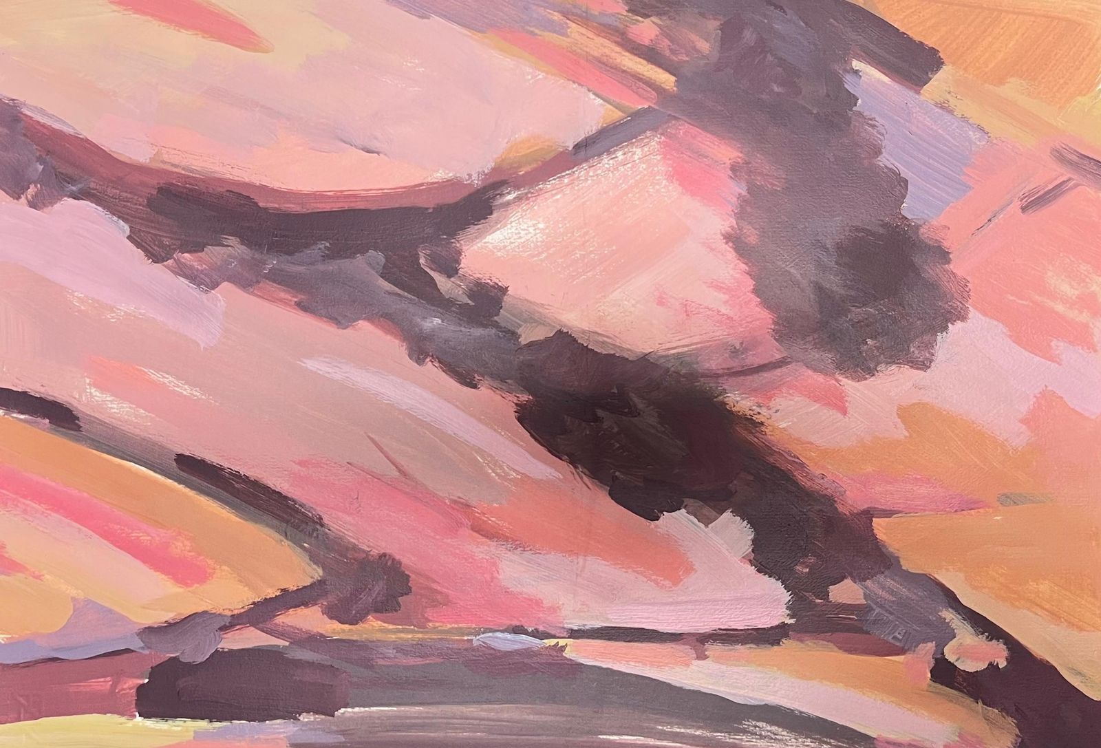 Helen Greenfieldabstract Pink Landscape Of Blush And Earth French Oil Painting photo for sale