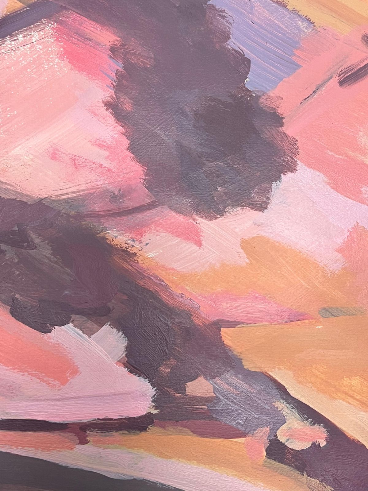 Helen Greenfieldabstract Pink Landscape Of Blush And Earth French Oil Painting photo Art
