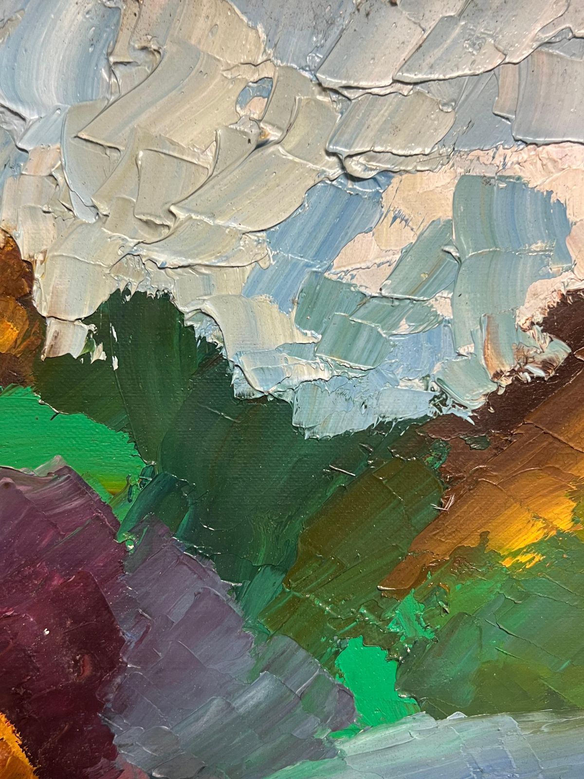 French Schoolvivid Rainbow Abstract Landscape With Bold Colors Dynamic Oil Painting20th Century photo Art