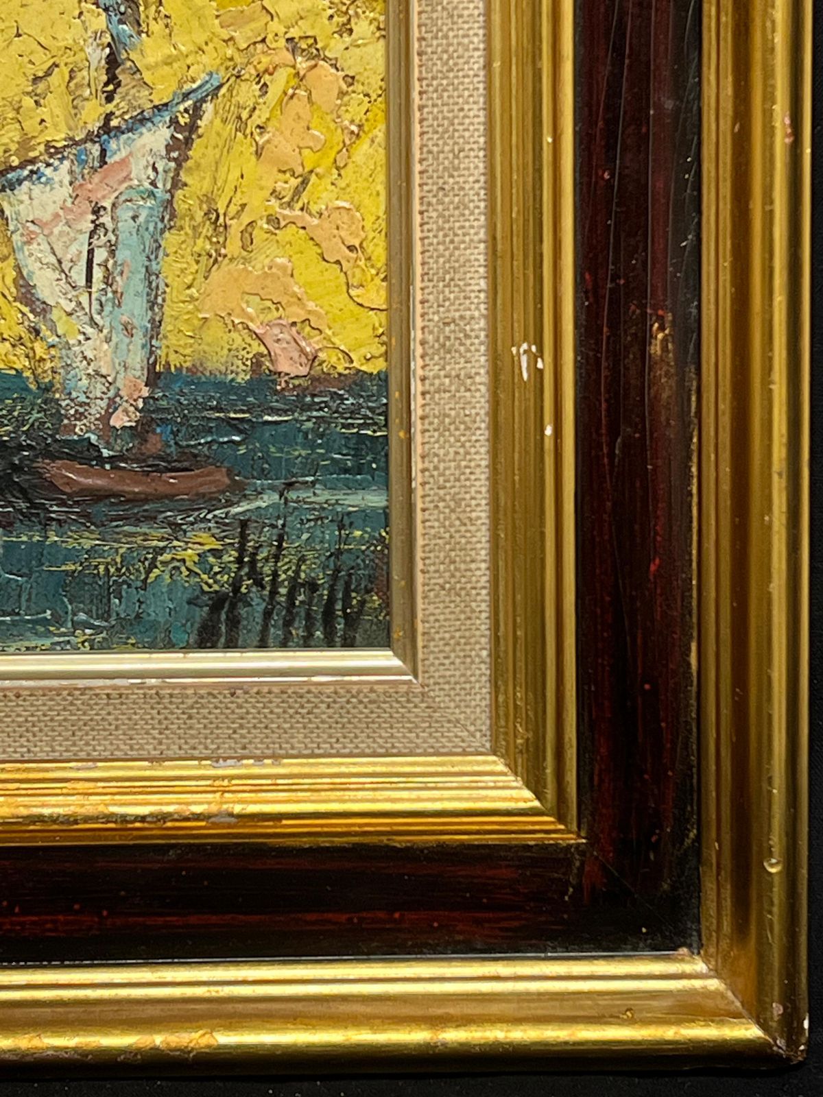 Henry D'antyvibrant Mid 20th Century Modernist Med Seascape Sailboats & Coastal Buildings20th Century photo buy