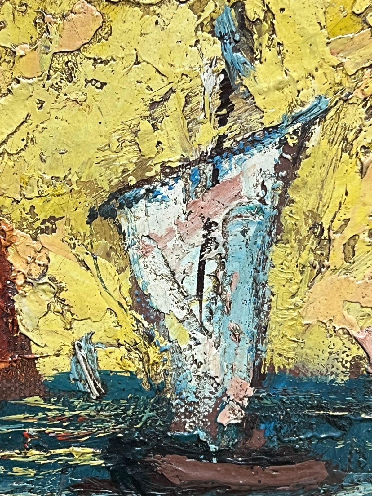 Henry D'antyvibrant Mid 20th Century Modernist Med Seascape Sailboats & Coastal Buildings20th Century photo vintage