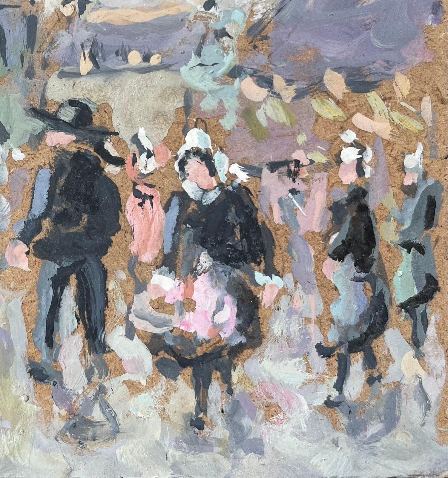 Fanch Lelfrench Impressionist Oil Painting Of A Bustling Scene At The Market In Quimper2004 photo for sale