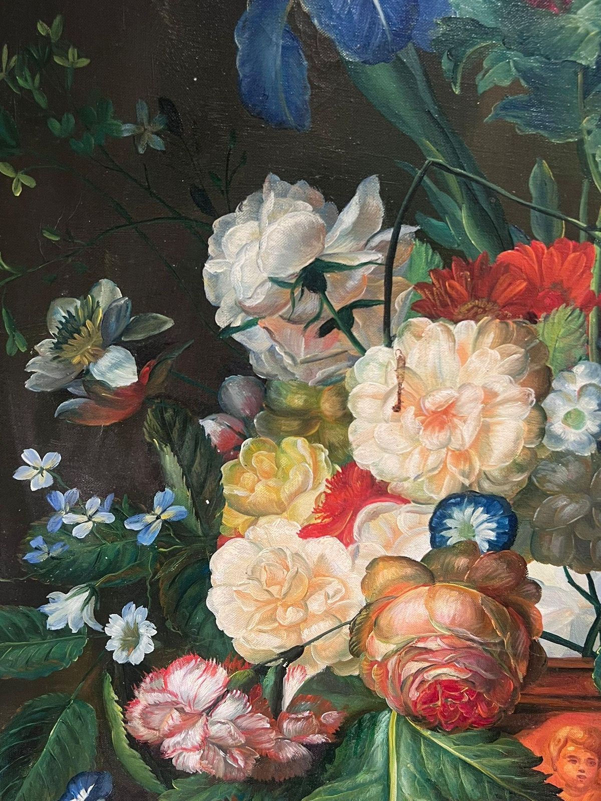 Large Classical Still Life Ornate Flowers & Birds Nest Oil Painting On Canvas photo Art