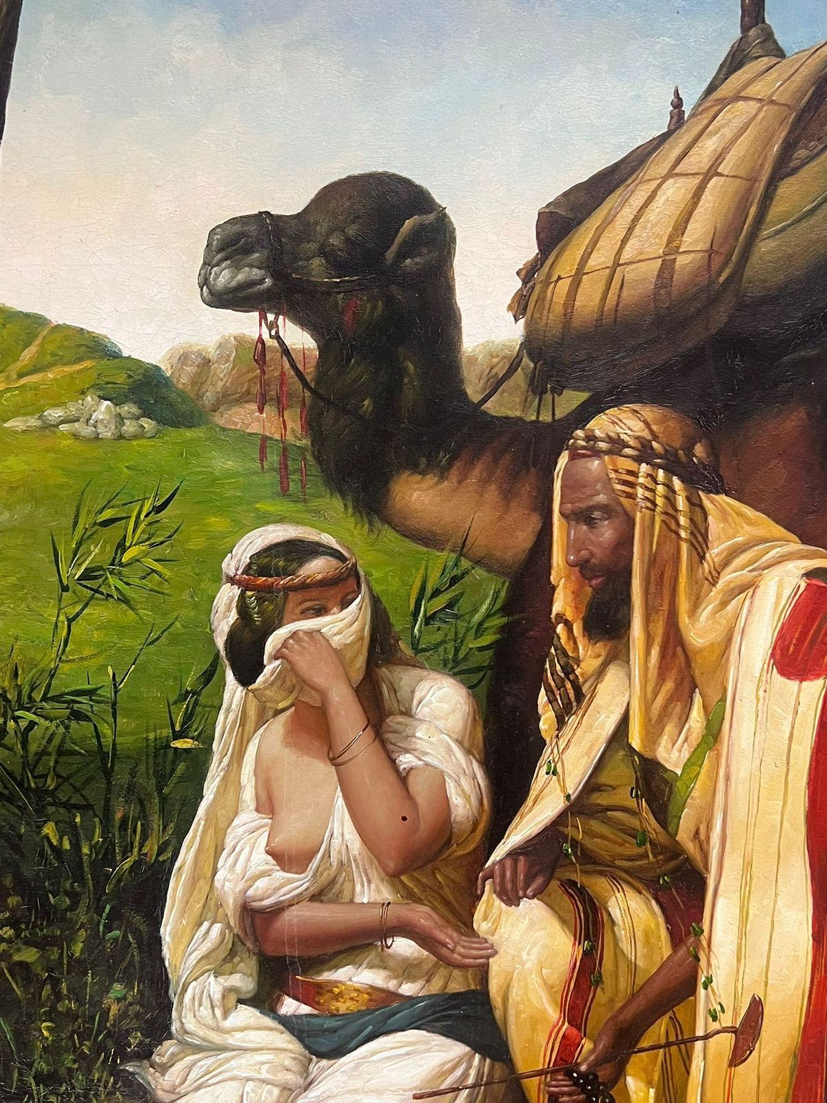 French Schoolnorth African Traveller With Camel In Landscape Large Orientalist Oil Painting photo Art