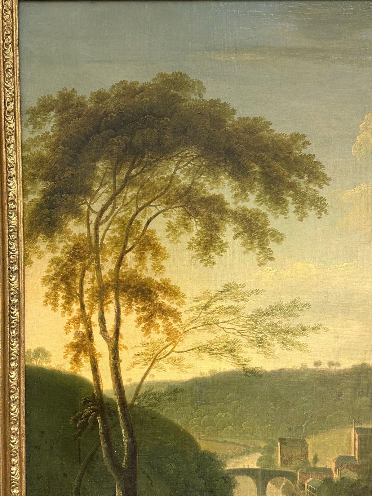 photo furniture John Pennington (1773 1841) Huge Georgian 1820's English Oil Industrial Landscape With Mills Children Picnicc. 1820's