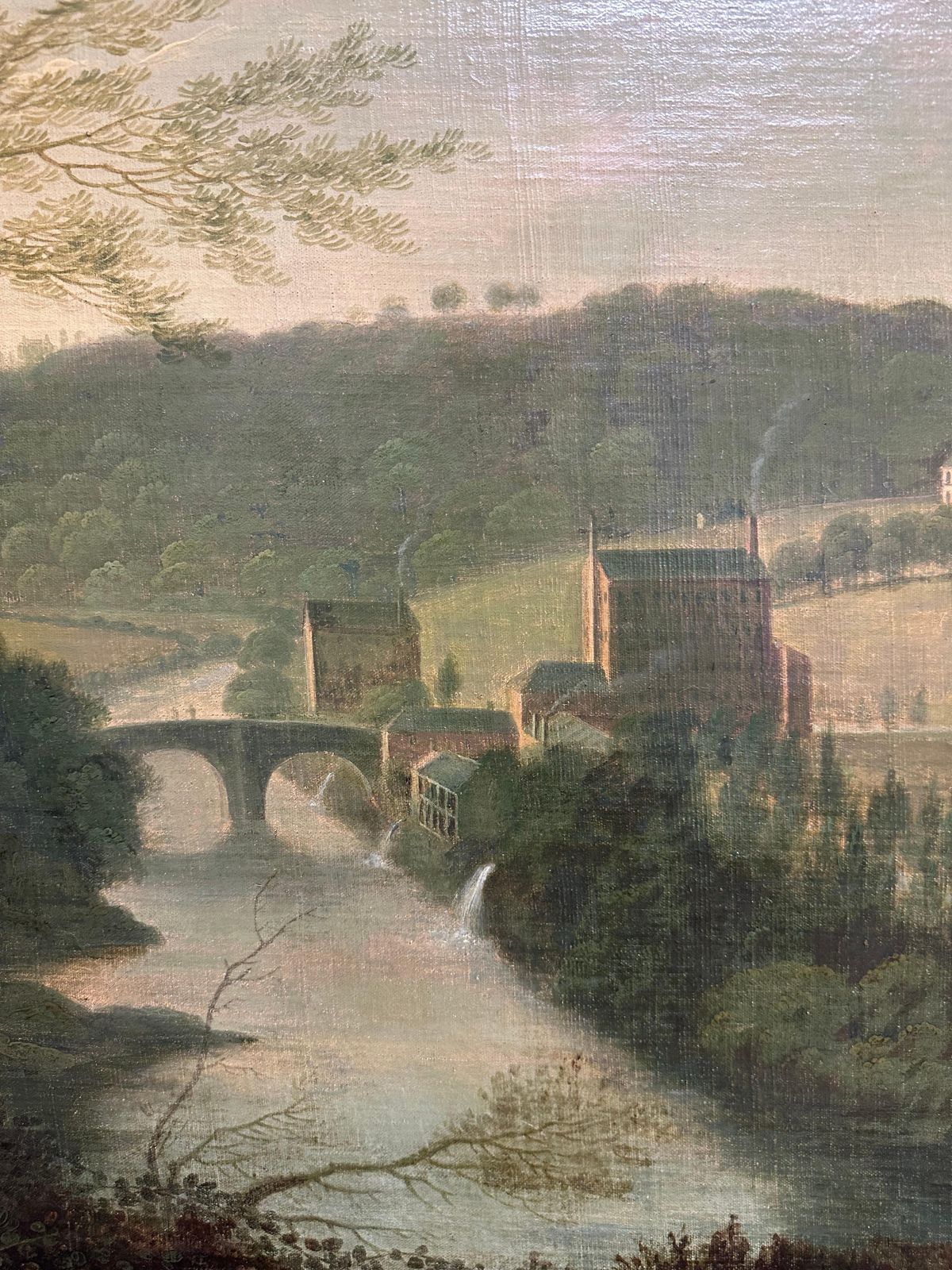 photo for sale John Pennington (1773 1841) Huge Georgian 1820's English Oil Industrial Landscape With Mills Children Picnicc. 1820's