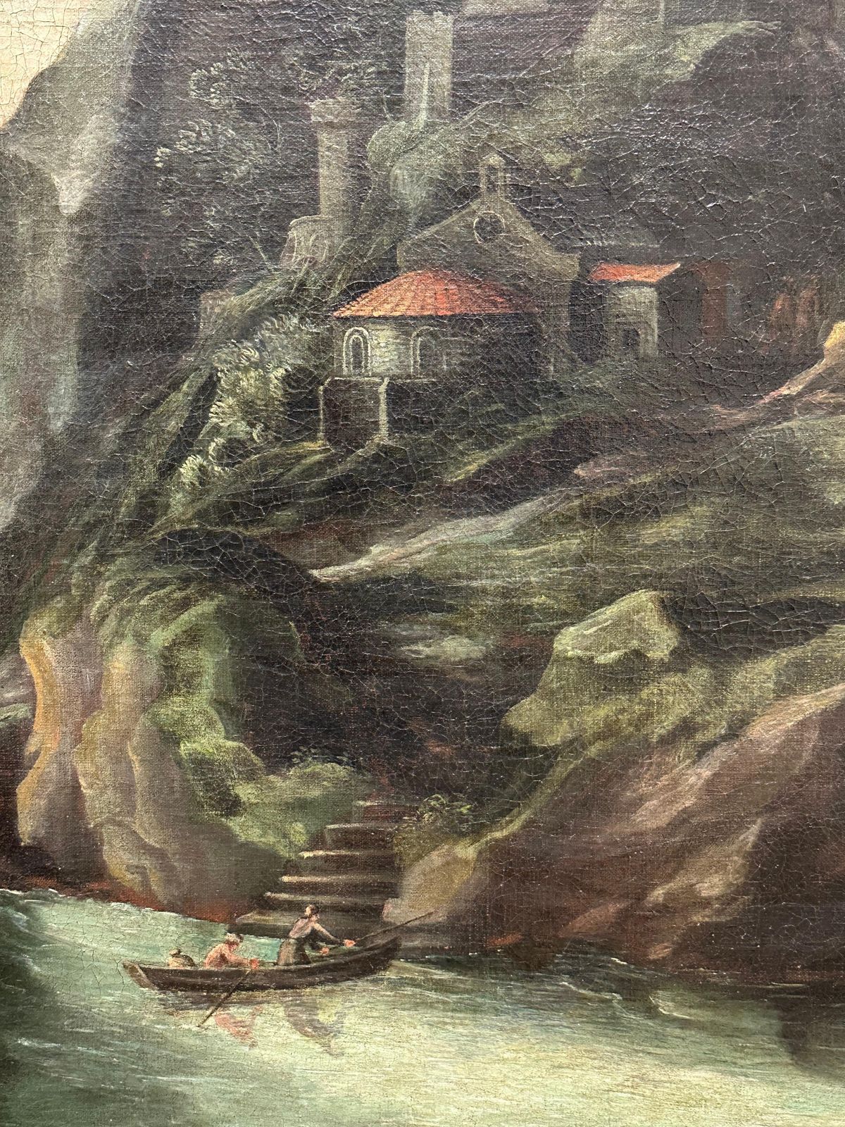 Huge 1600's Flemish Old Master Oil Painting Tobias & The Angel Baroque Landscape1600 photo vintage