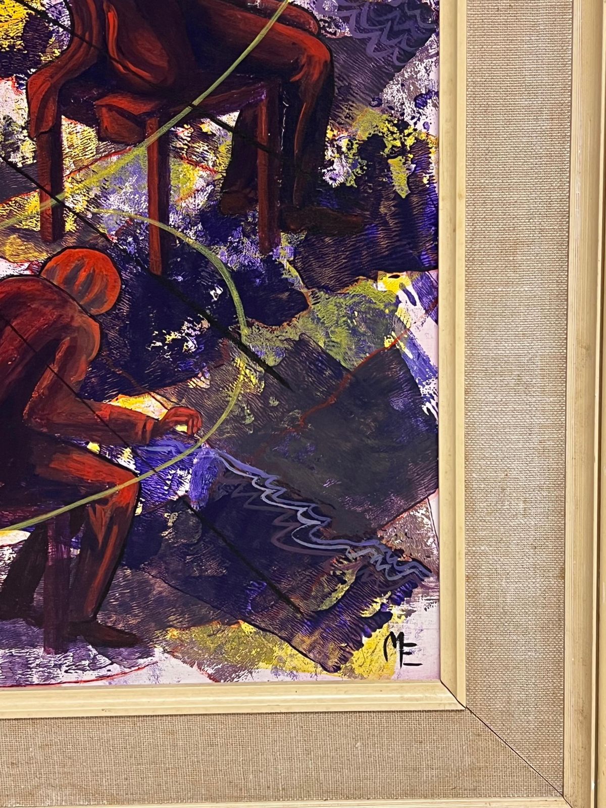 Mary Edwardslarge British 20th Century Abstract Painting The Piano Concert Figurative Work photo for sale