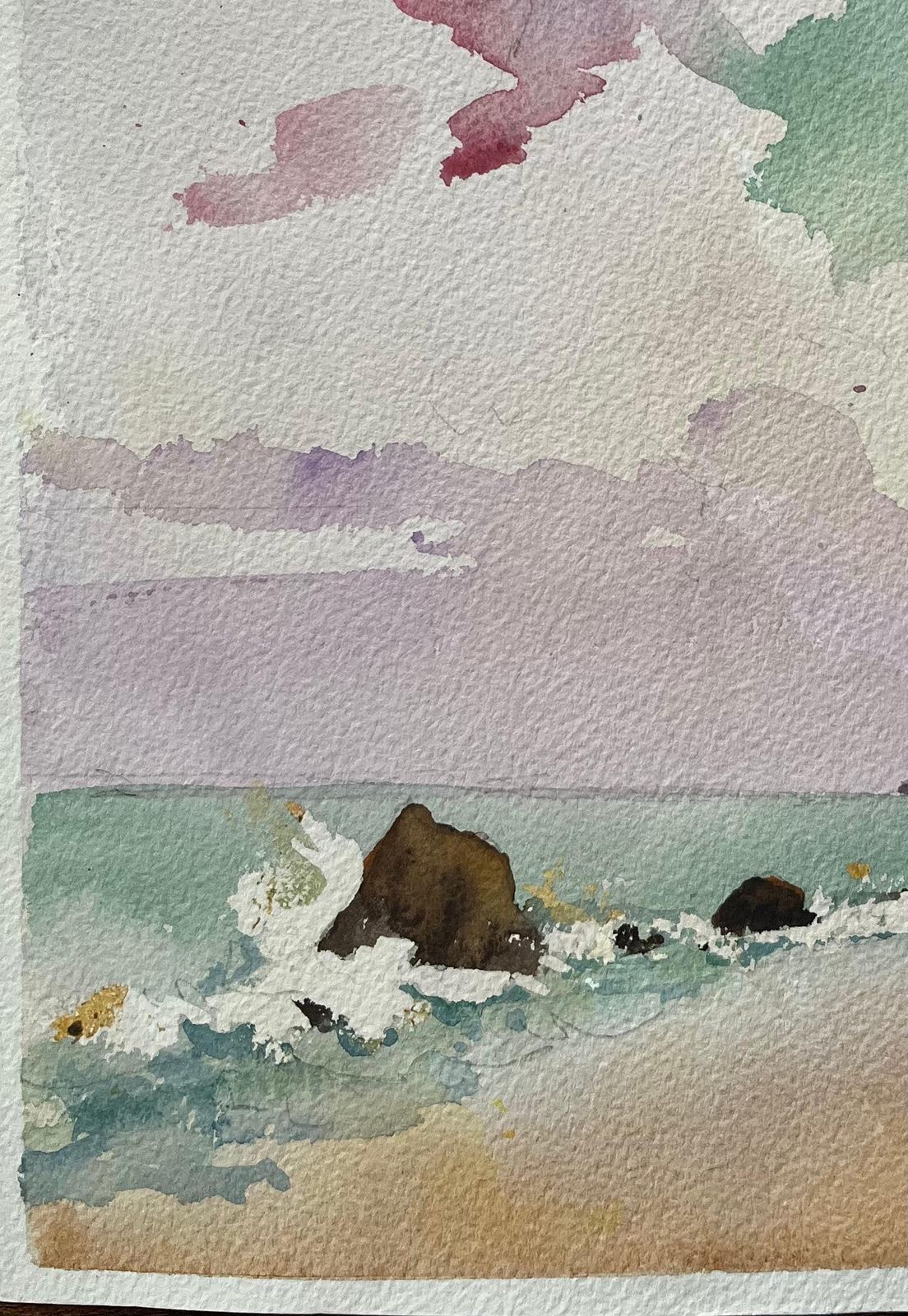 Anthony Averybritish Impressionist Watercolor Of A Coastal Seascape With Vibrant Sky photo for sale