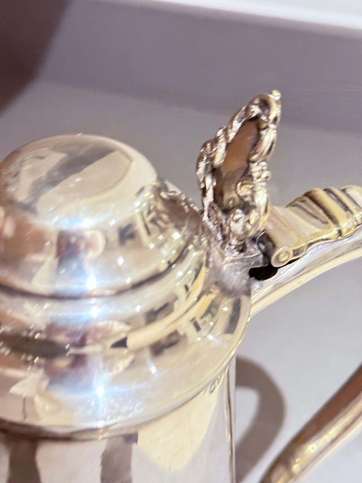 Antique English Silver Plated Coffee Pot With Hinged Lid, Ornate Hot Water Pot photo Home Decor