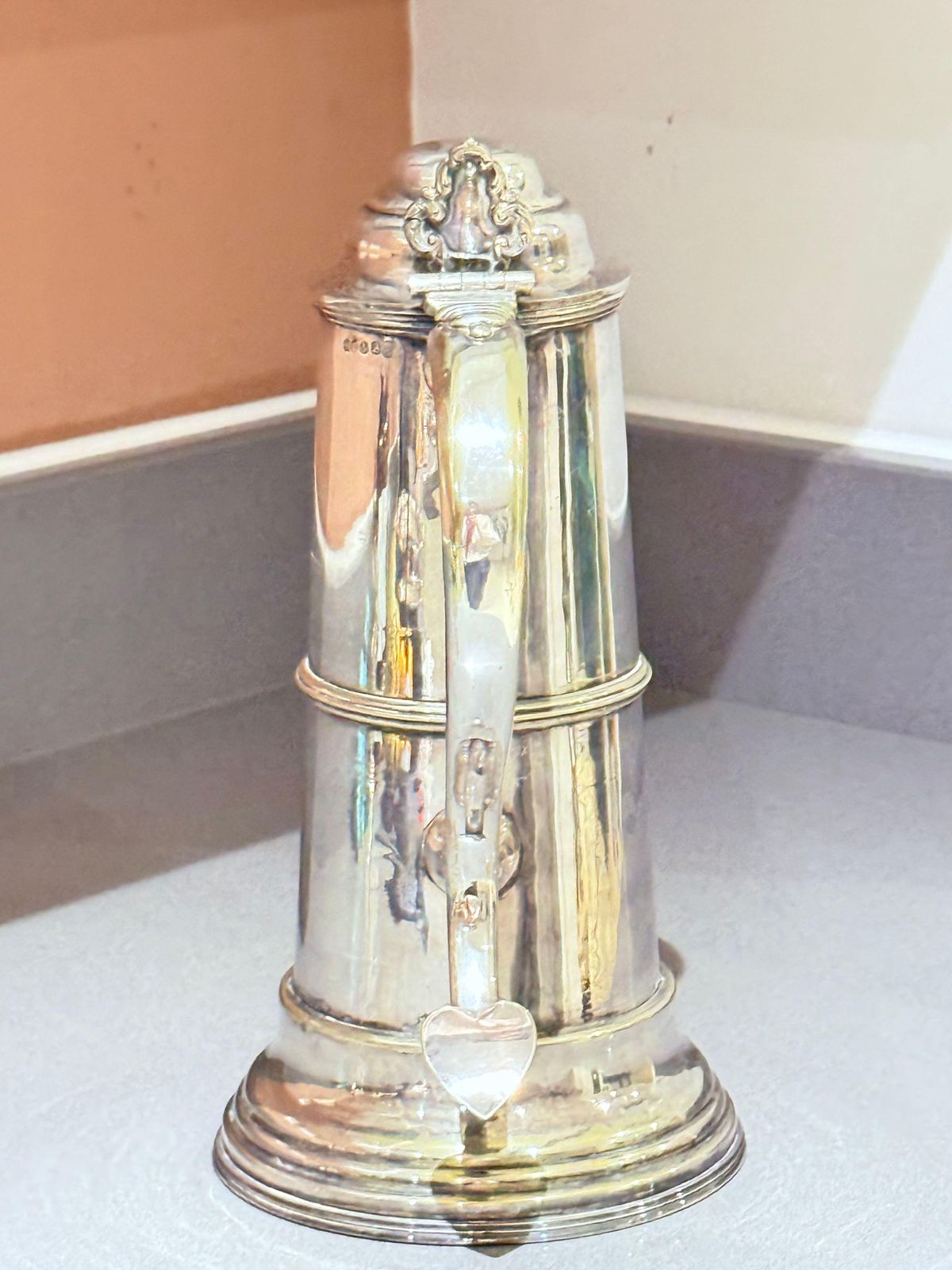 photo buy Antique English Silver Plated Coffee Pot With Hinged Lid, Ornate Hot Water Pot