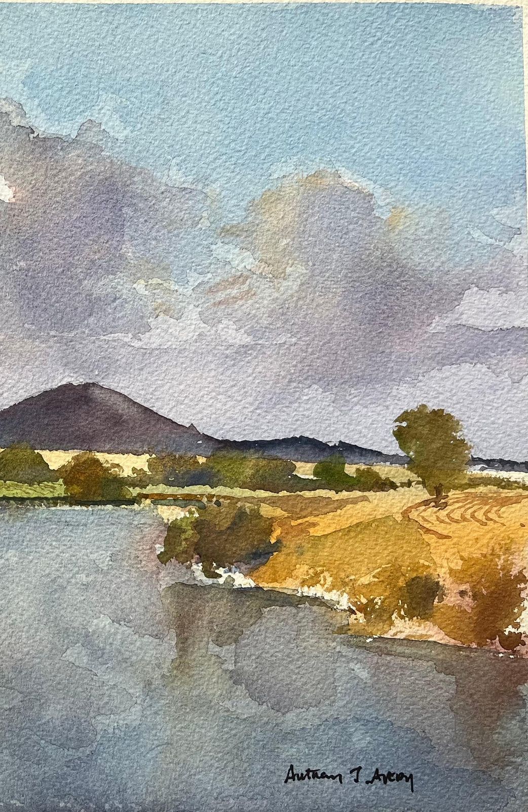 Anthony Averybritish Impressionist Watercolor Of The Wrekin And River Landscape photo Art