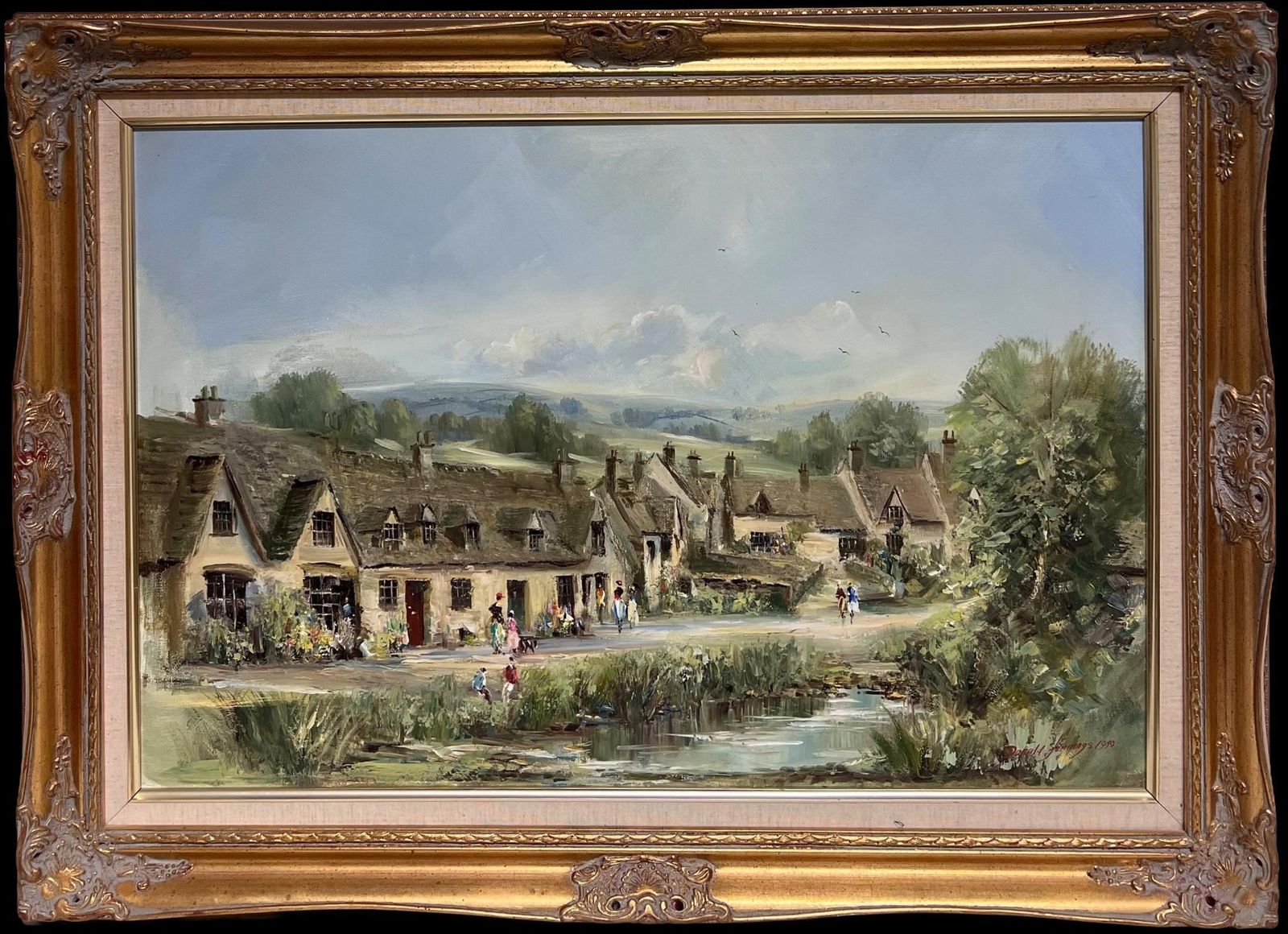 Donald Jennings Arlington Row Bibury The Cotswolds England Original Signed Oil Painting 1996
