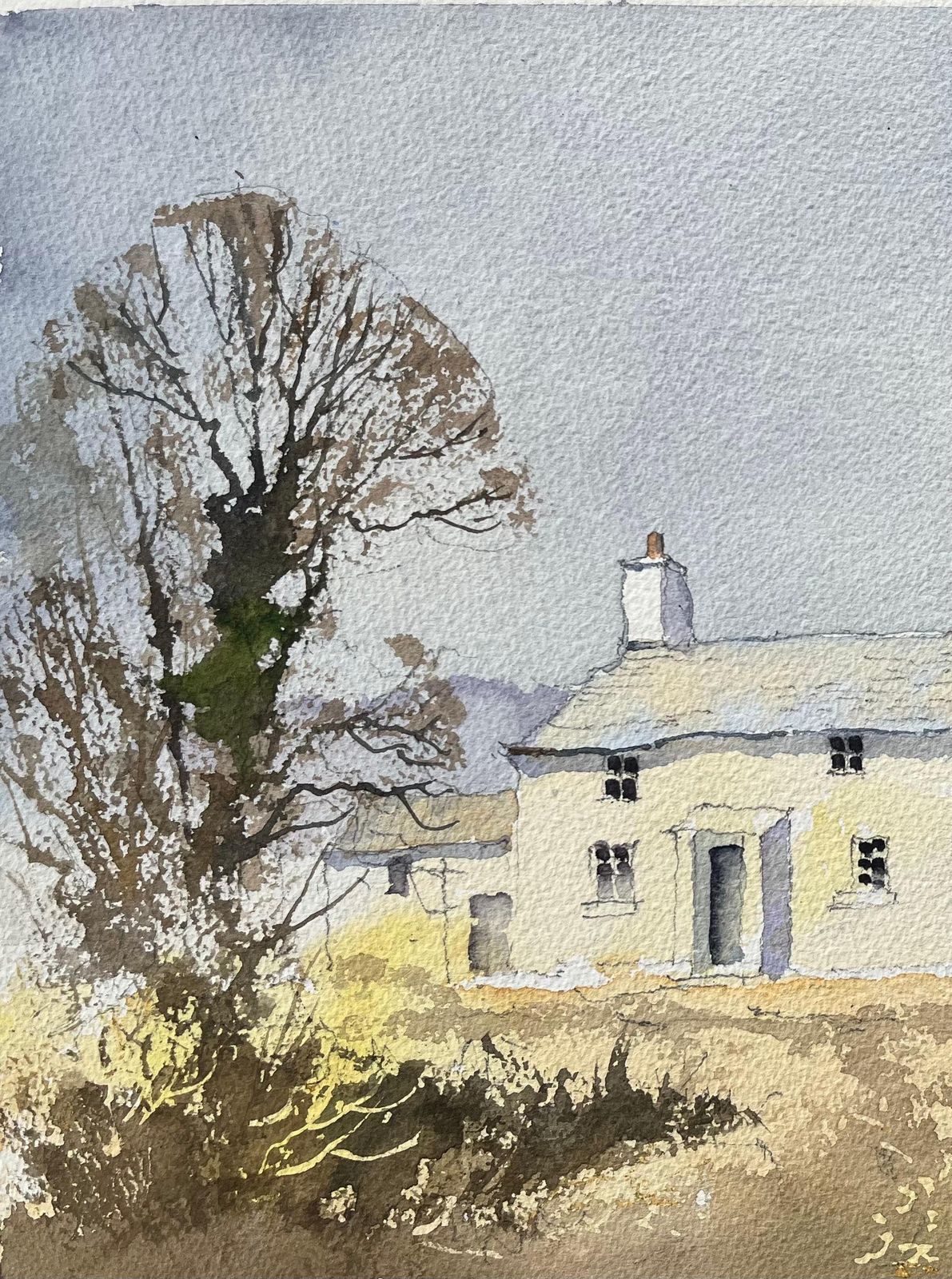 Anthony Avery British Watercolor Of A White Country Cottage With Autumnal Trees photo 470.0