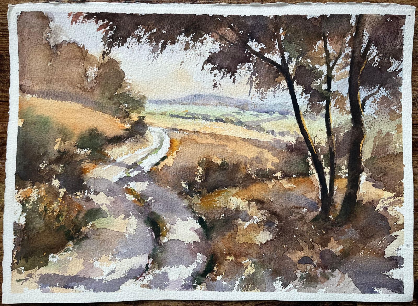 Anthony Avery British Impressionist Watercolor Of A Tranquil Country Lane With Rolling Hills photo furniture