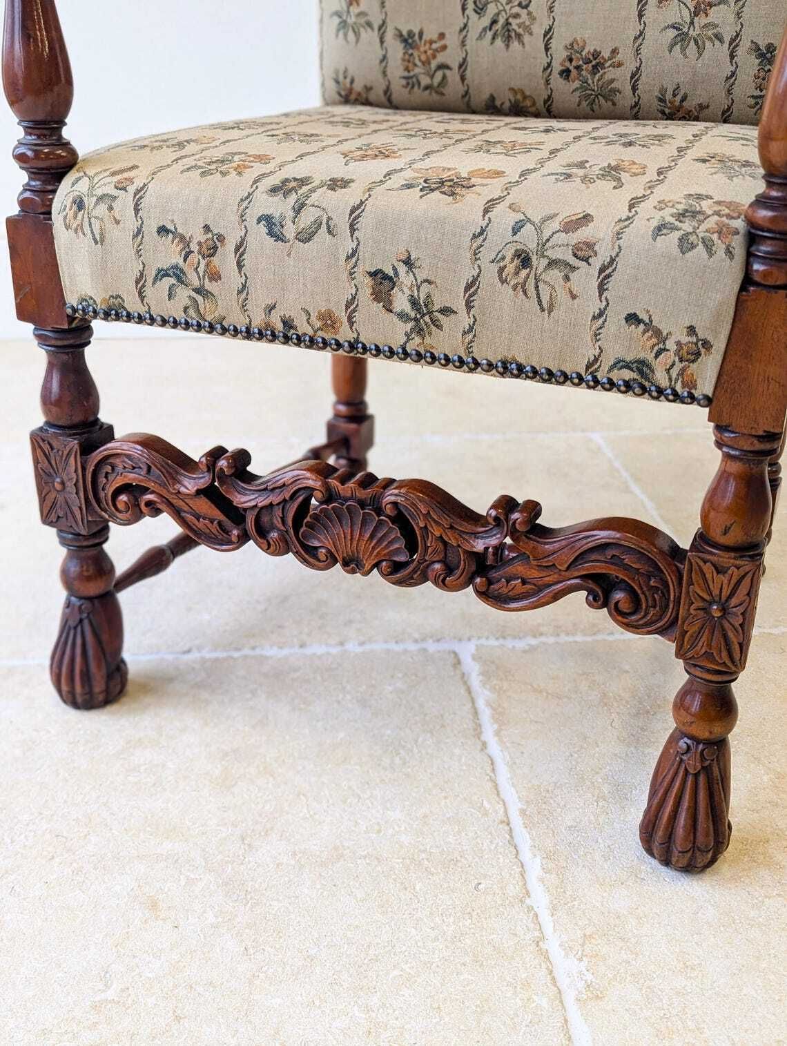 Pair Of Antique Late Victorian Walnut Armchairs C.1890 photo furniture
