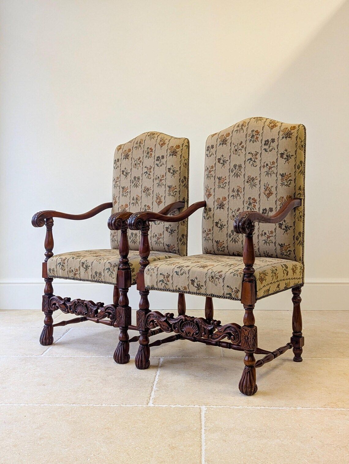 photo buy Pair Of Antique Late Victorian Walnut Armchairs C.1890