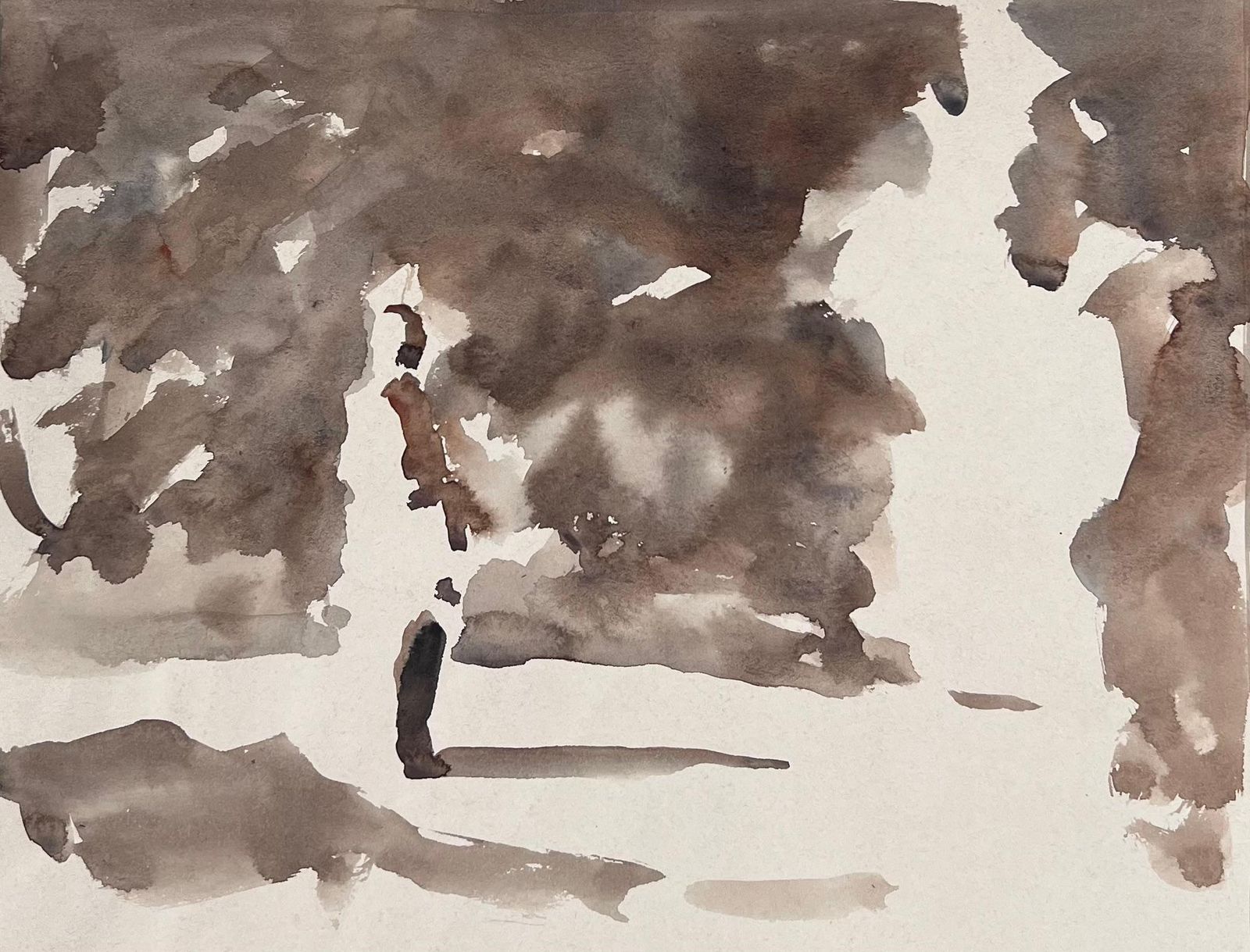 Robert Ladou Figure Stood In Brown Foggy Landscape Original French Artwork 20th Century