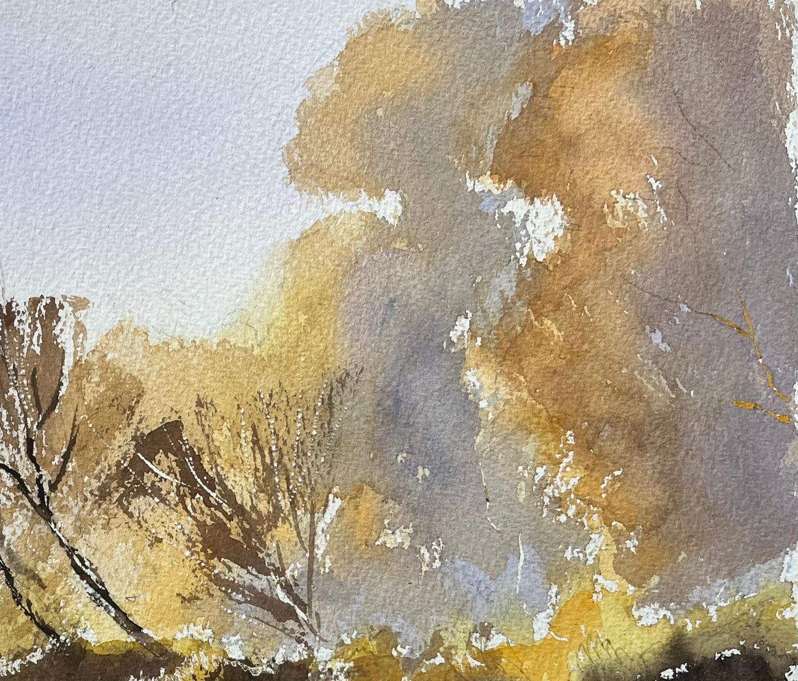 Art Anthony Avery British Watercolor Ofautumnal Reflections On A Still Lake With A Boat photo