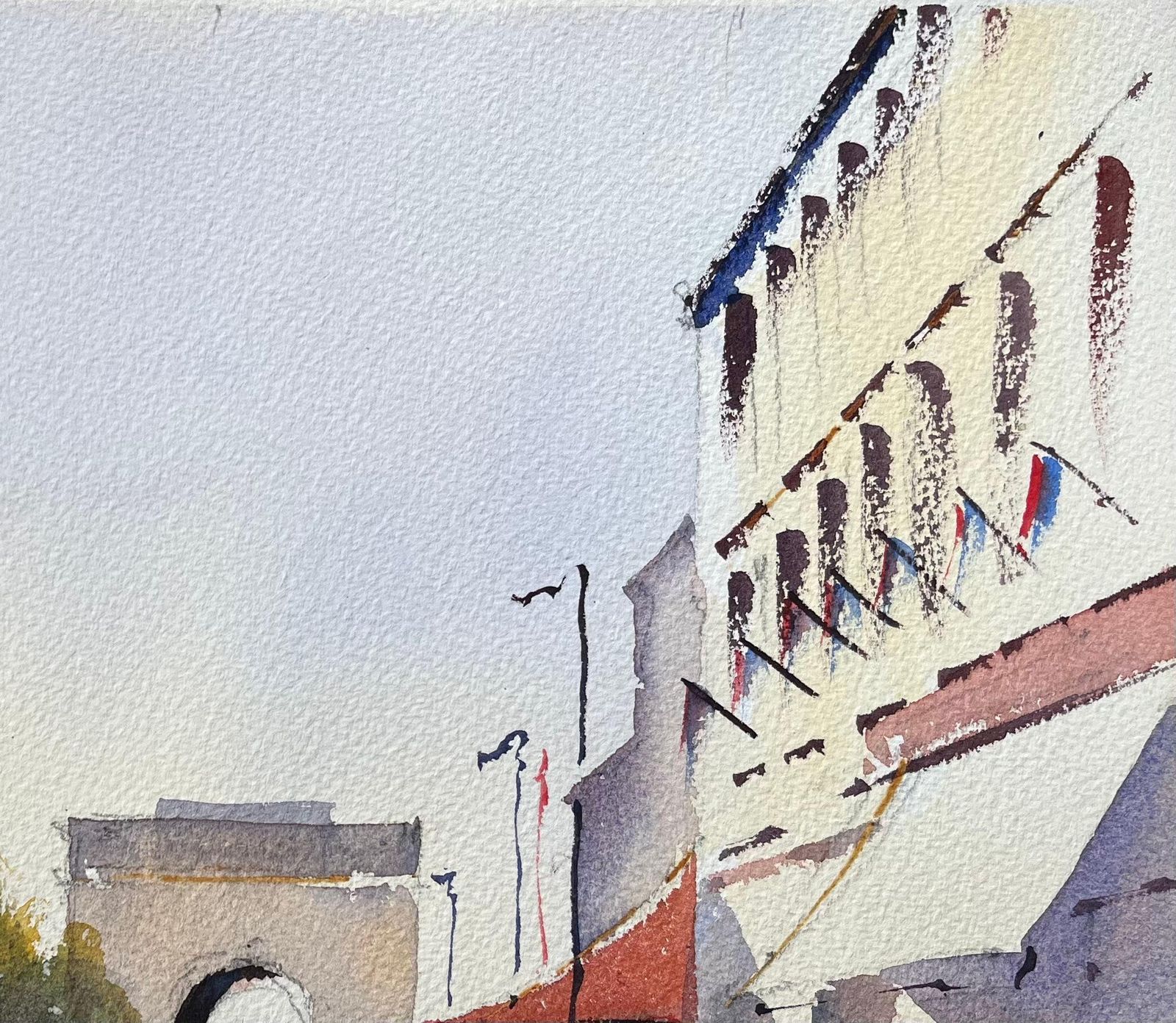 Anthony Avery British Watercolor Of Figures Walking Down Boulevard Near Arc De Triomphe, Paris photo 510.0