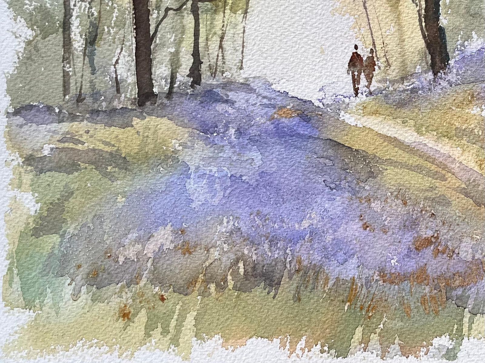 Anthony Avery British Impressionist Watercolor Of A Woodland Walk Among Bluebells photo Art