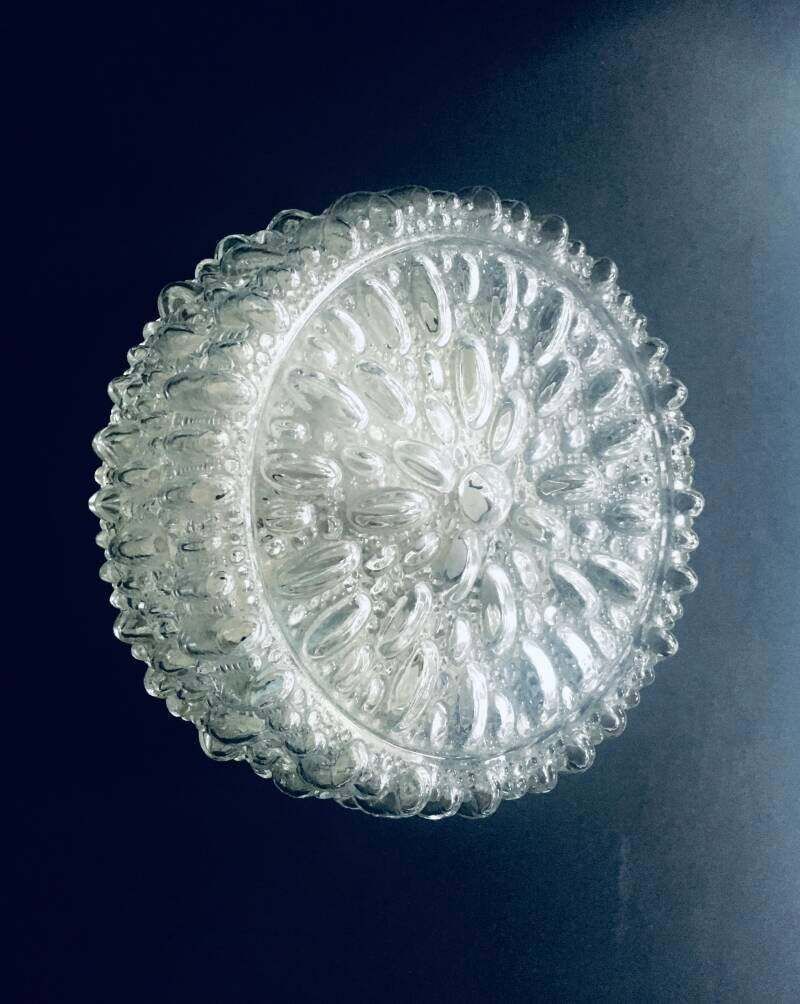 1960's Round Glass Sconce Wall Lamp By Helena Tynell For Glashutte Limburg photo for sale