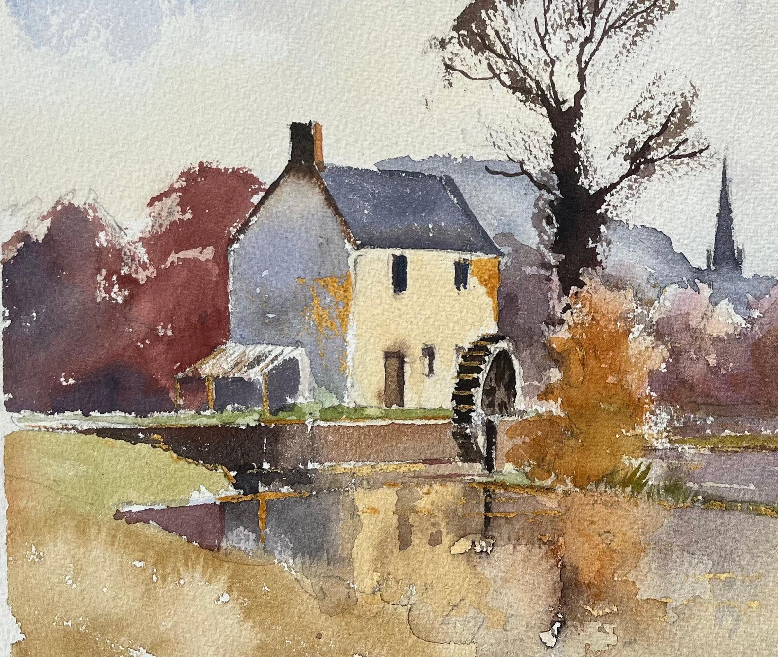 Anthony Avery British Original Watercolor Of A Watermill In Autumn photo 480.0