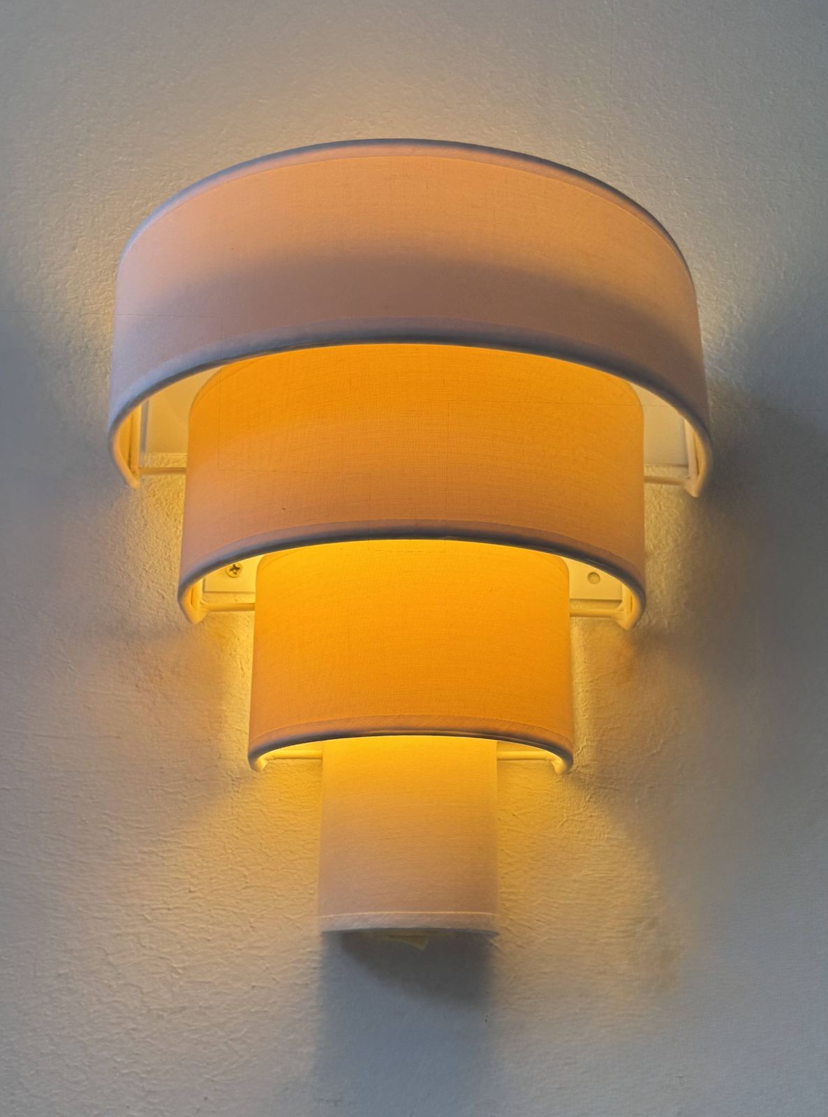 Pair Of Vintage Wall Lights, Beige Fabric, Arlus, France, 1980. photo Lighting
