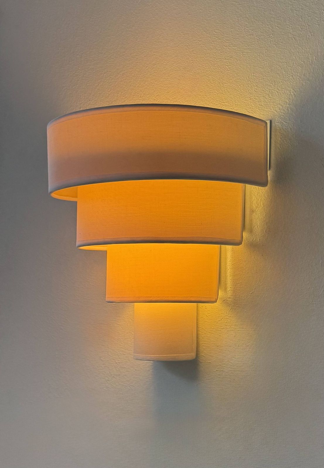 photo furniture Pair Of Vintage Wall Lights, Beige Fabric, Arlus, France, 1980.