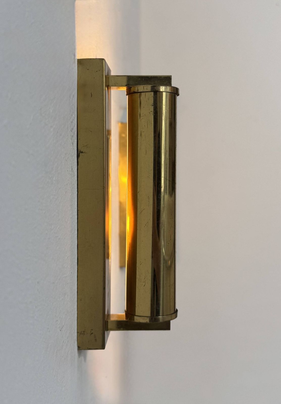 Pair Of Vintage Modernist Adjustable Wall Lights Brass France 1970 photo furniture
