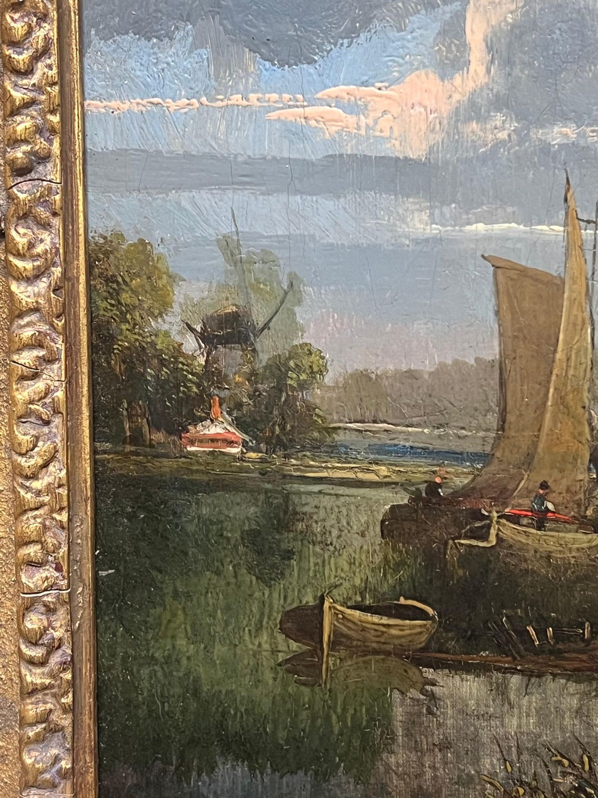 Norwich School Mid 19th Century English River Landscape Cottage And Figure On River Wherry Mid 19th Century photo buy